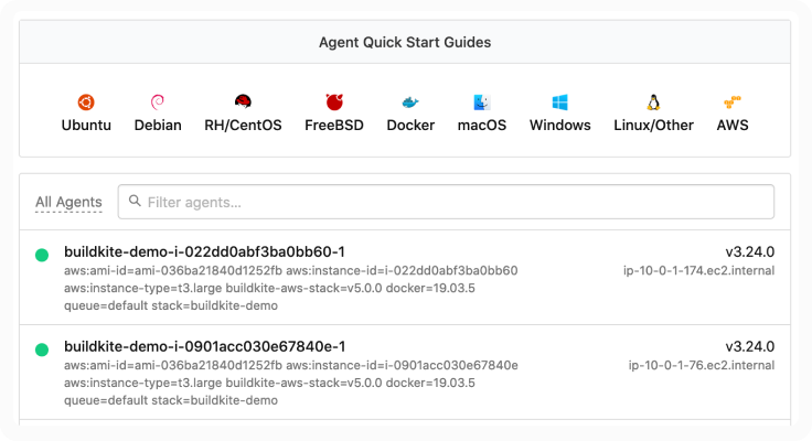 Screenshot of Buildkite agent quick start guide