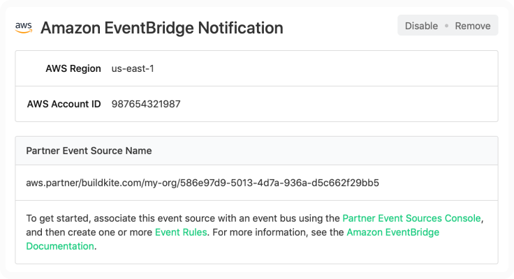 An AWS EventBridge notification