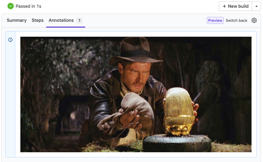 Screenshot of using an artifact in an annotation