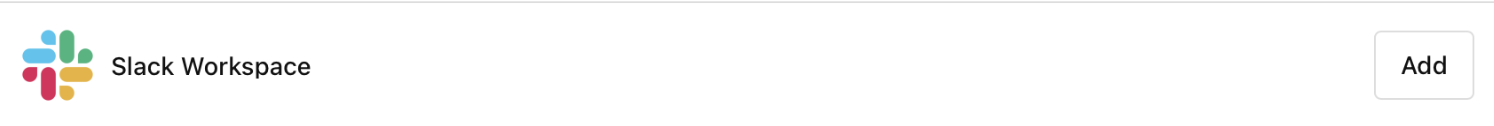 Screenshot of the 'Add' button for adding a Slack workspace service to Buildkite