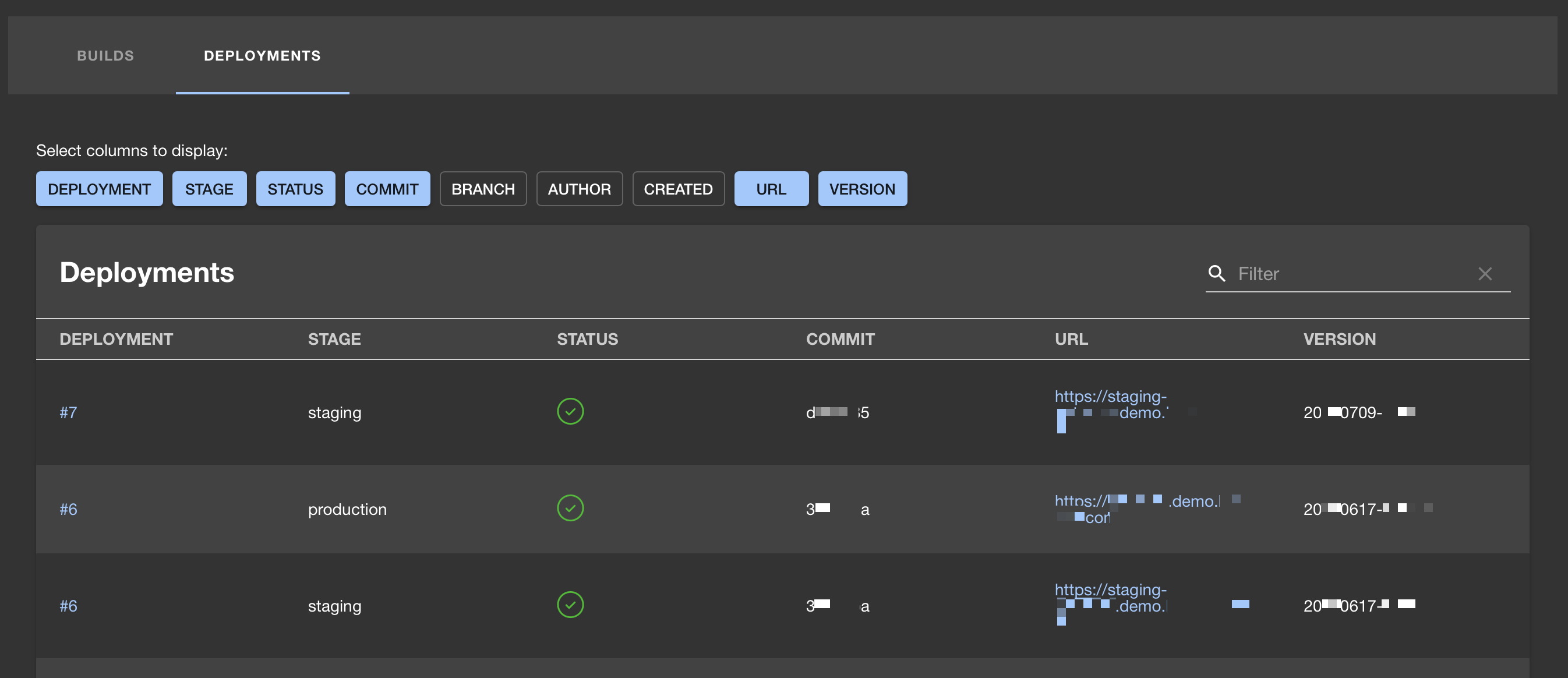 Deployment overview dashboard with Buildkite Pipelines' build activity in Backstage UI