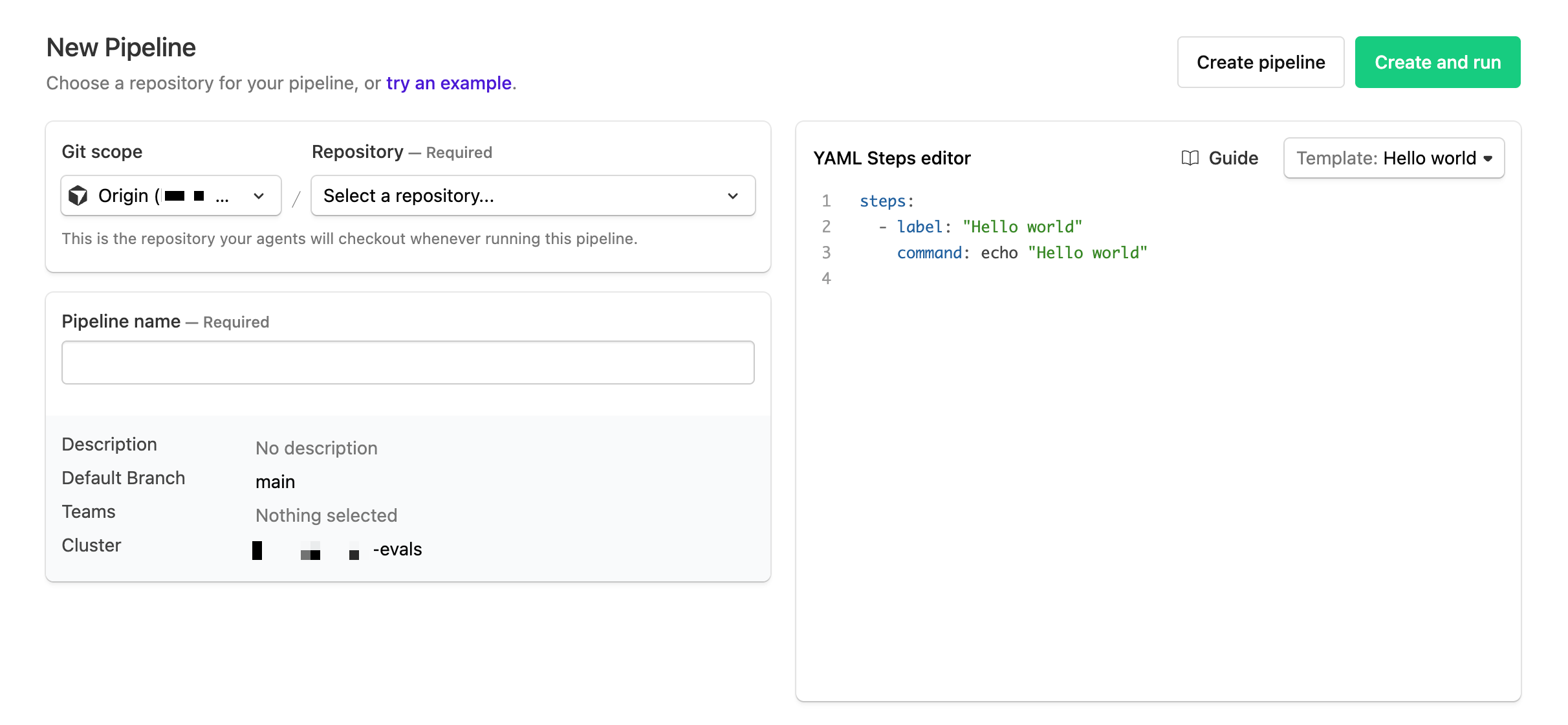 Selecting an Origin repository while creating a Buildkite pipeline