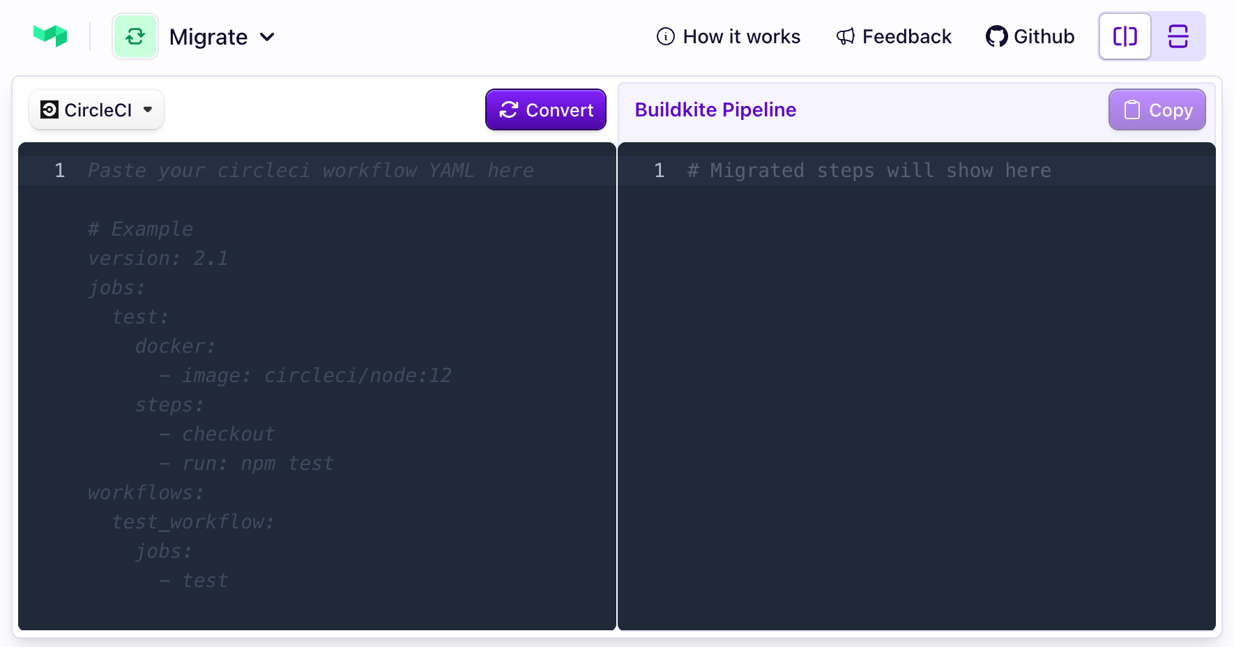 Buildkite pipeline converter's web UI