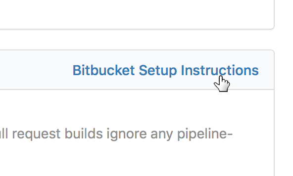 Screenshot of Bitbucket setup instructions link