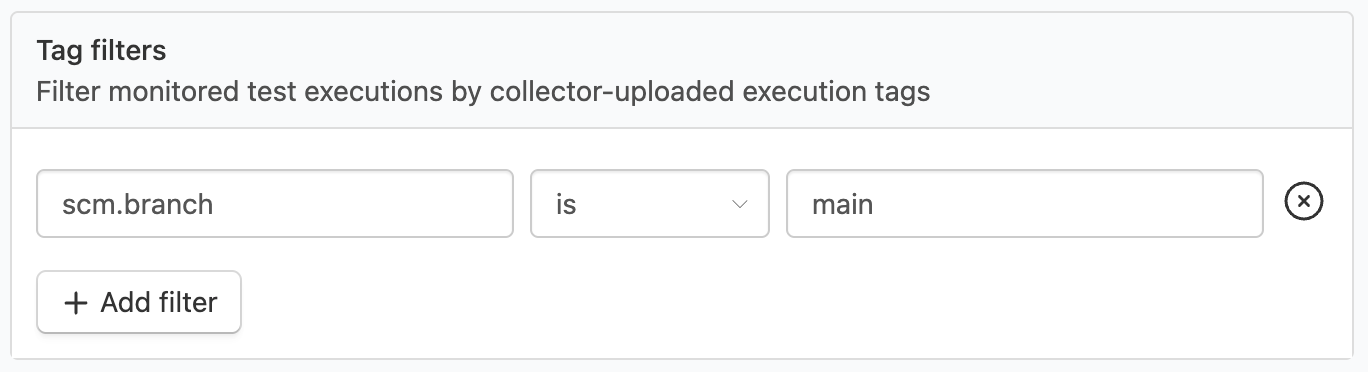 Screenshot showing tag filters, with the branch filter set to main