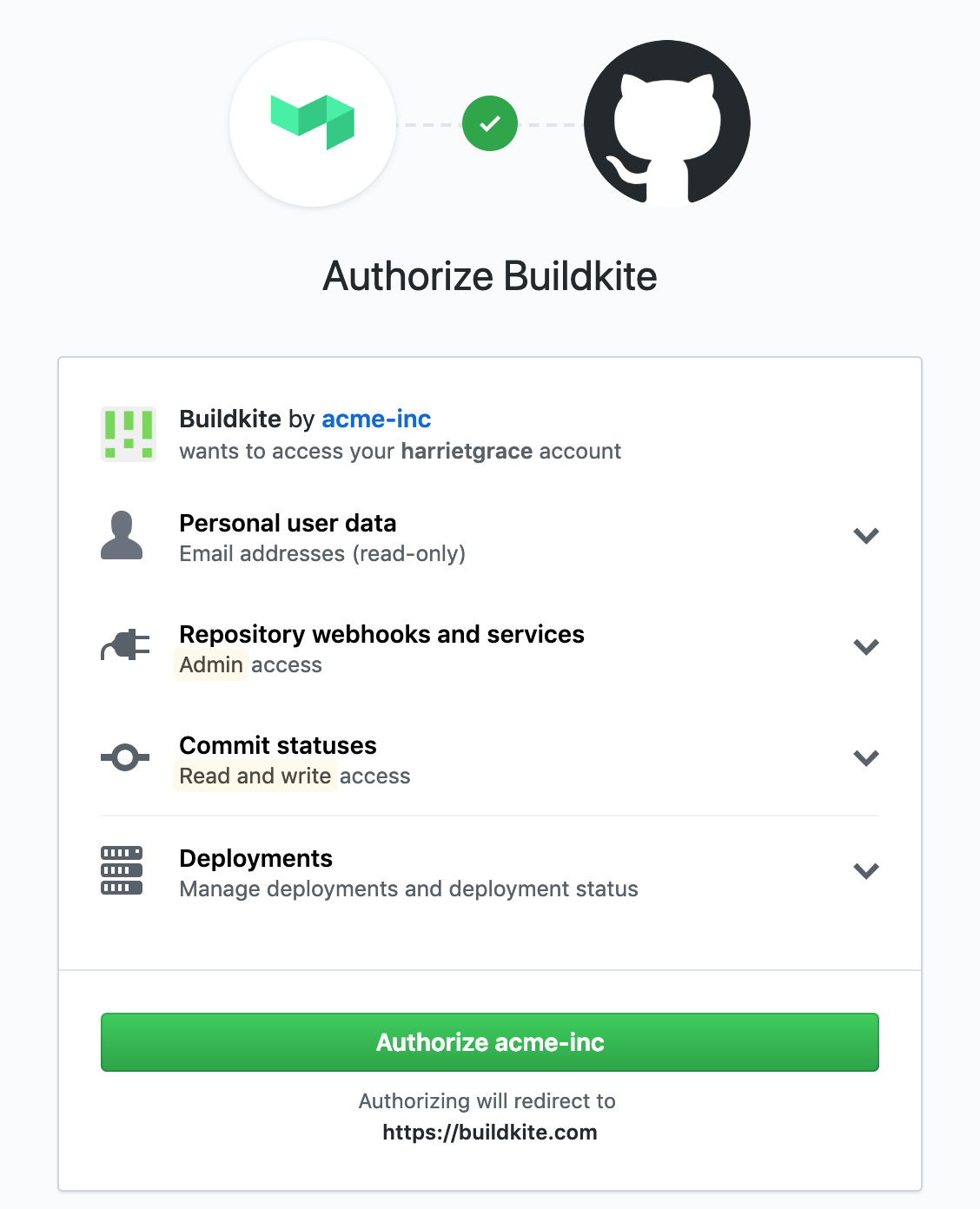 Screenshot of the Authorization page in GitHub Enterprise