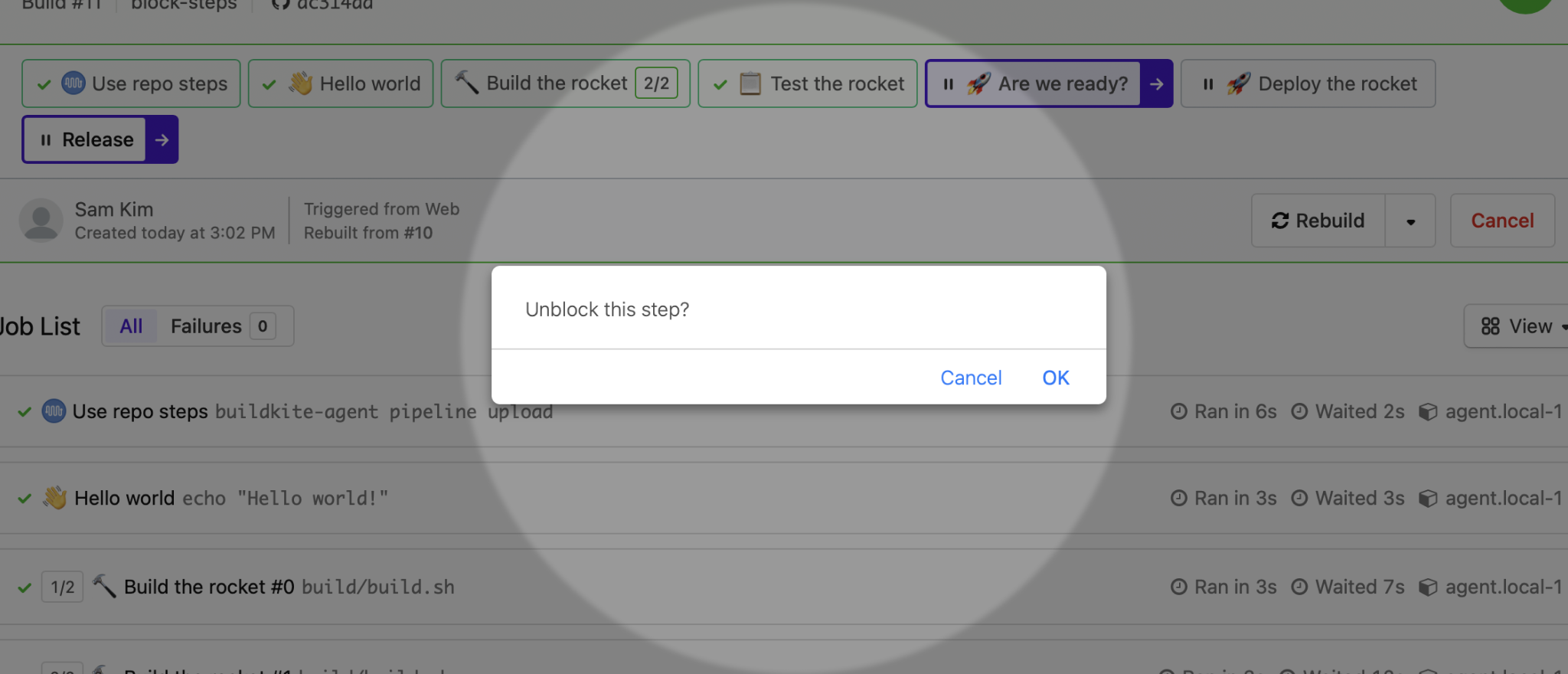 Screenshot of a basic block step